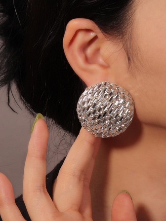 1對華麗的風玻璃鑲嵌幾何圓球優雅時尚耳環