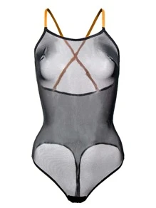 Body teddy unicolor transparente - Negro - Ver 6