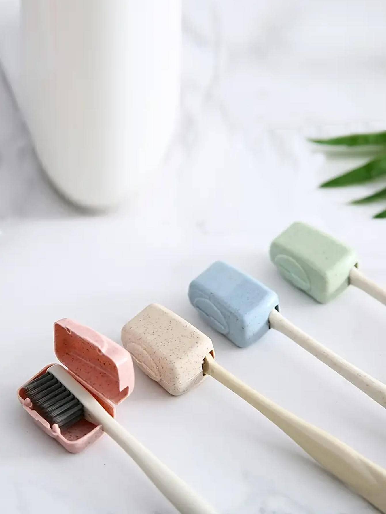 4入組牙刷頭套，旅行便攜牙刷盒，牙刷保護器，牙刷盒牙刷筒容器，旅行必備品及組織器，適用於海灘、暑假度假及返校季節 - 彩色 - 查看 1