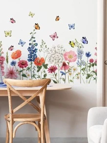 2入組蝴蝶和花卉圖案牆貼 - 彩色 - 查看 3