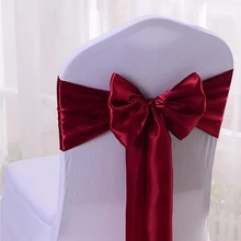 1pc Polyester Chair Decoration, Modern Red Bow Design Chair Sash For Party - Burgundy - View 1