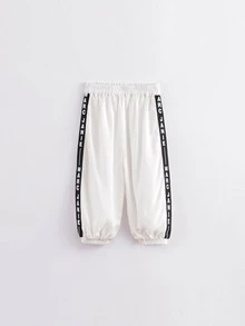 小男童字母織帶側長褲