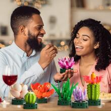 Succulents Plants Building Set 7 Packs Flower Home Decoration 570 Pcs Building Bricks Valentines Day Gifts For Adults Kids Succulent Botanical Collection Set Room Decoration