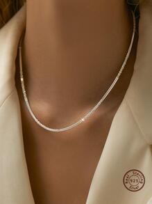SYMFNY Minimalist Sterling Silver Necklace - Silver - View 1