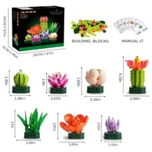 Succulents Plants Building Set 7 Packs Flower Home Decoration 570 Pcs Building Bricks Valentines Day Gifts For Adults Kids Succulent Botanical Collection Set Room Decoration