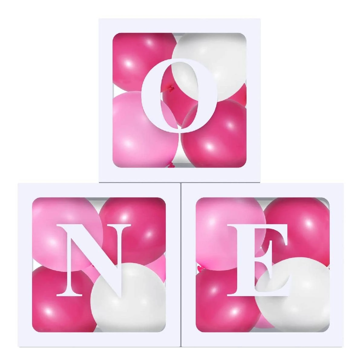 1Set Balloon box, Baby Boxes One Box With Letters White Clear Balloon Box Blocks for Baby Shower and Birthday Party - White - View 1