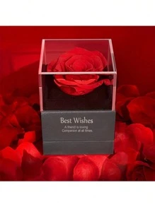 1入組玫瑰禮盒和1入組白色方晶鋯石吊墜項鍊、母親節禮物、生日禮物、情人節禮物 - 白色 - 查看 2