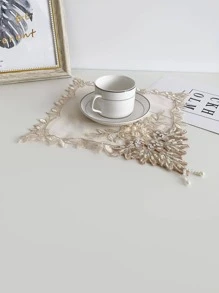 1 cái/2 cái/4 cái/6 cái Khăn trải bàn trang trí ngọc trai thêu hình vuông màu be phong cách Châu Âu cổ điển, miếng lót đĩa đa chức năng thêu ren thủ công để đính hạt DIY, thích hợp cho trang trí tiệc tại nhà và ngoài trời - Nhiều màu - Xem 4
