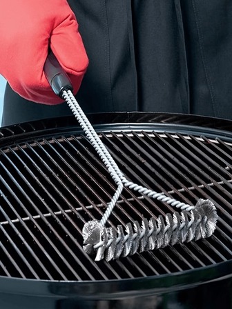 1入組燒烤清潔刷，長柄Y形捲毛刷，適用於戶外燒烤