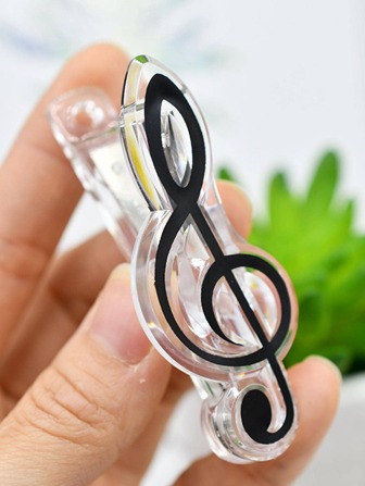 1pc Black Piano Sheet Music Clip, Creative Treble Clef Music Score Holder Multipurpose Folder