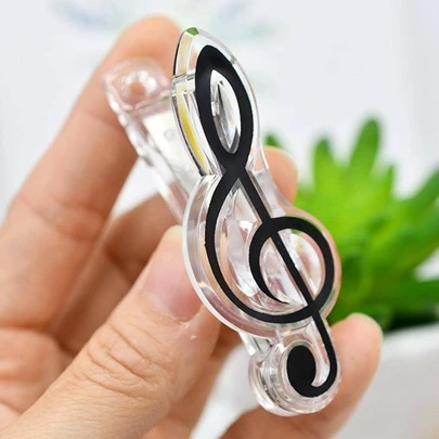 1pc Black Piano Sheet Music Clip, Creative Treble Clef Music Score Holder Multipurpose Folder