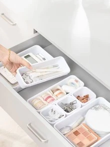 8pcs Separated Makeup Organizer Box For Cosmetics, Brushes, Perfumes, Lipsticks, Rings, Earrings, Necklaces & Jewelry - White - View 6