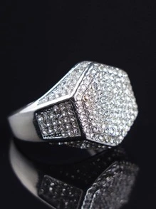 Nam Đồ trang trí Rhinestone Nhẫn Hợp kim kẽm Màu bạc Màu sắc - Bạc - Xem 1