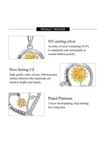 FOREVER QUEEN S925純銀向日葵頸鍊女士心形頸鍊首飾,你是我的陽光吊墜項鍊,夏季珠寶禮物給女孩、媽媽、老婆 - 銀色 - 查看 8