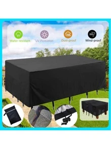 1pc Plain Furniture Dust Cover - Black - View 3