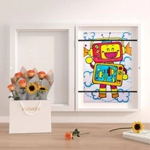 1 Pieza Marco De Arte Para Niños, Marcos Para Obras De Arte Infantiles Con Apertura Frontal Cambiable Que Sostiene 150 Hojas De Imagen A4, Marcos De Almacenamiento, Manualidades, Dibujo, Arte Colgante, Proyectos De Arte Infantil, Marcos De Arte Para Niños - Blanco - Ver 1