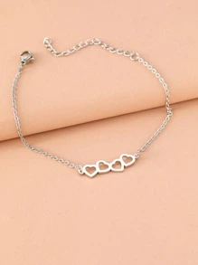 Aomogo Vòng tay thép không gỉ cổ điển ngọt ngào trái tim rỗng thời trang chuỗi vòng tay quyến rũ cho phụ nữ đồ trang sức tiệc bạn bè quà tặng tốt nhất ngày lễ tình nhân - Bạc - Xem 4