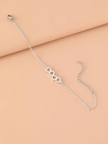 Aomogo Vòng tay thép không gỉ cổ điển ngọt ngào trái tim rỗng thời trang chuỗi vòng tay quyến rũ cho phụ nữ đồ trang sức tiệc bạn bè quà tặng tốt nhất ngày lễ tình nhân - Bạc - Xem 3