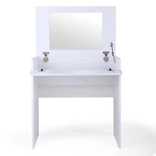 White Vanity Sets, Makeup Vanity Table with Flip up Mirror Bedroom Dresser Table Jewelry Storage - White - View 1