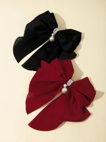 2 chiếc kẹp tóc giả ngọc trai & nơ trang trí - Nhiều màu - Xem 3