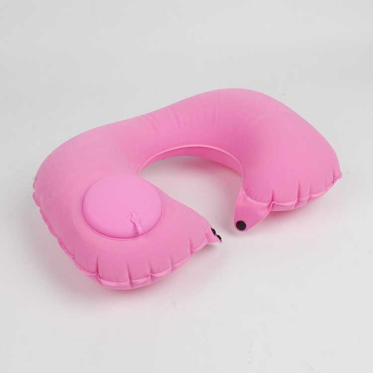 Travel Pillow Inflatable Light Portable Neck Pillow U-Shaped Inflatable Travel Pillow Pressing U-Shaped Neck Pillow Portable Sleeping Pillow For Airplane Train Car pink - Pink - View 1