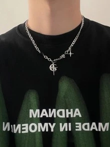 Niszowy czteroramienny wisiorek z gwiazdą, mieszany naszyjnik, prezent świąteczny dla przyjaciół (słodki i szykowny minimalistyczny styl, INS elegancki, łańcuszek obojczykowy o indywidualnym charakterze)