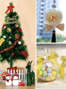 5/10 pares de bolas transparentes de 3-9cm, adorno de plástico rellenable, adornos colgantes de árbol de Navidad, decoración para el hogar, caja de regalo para fiesta de boda - transparente - Ver 2