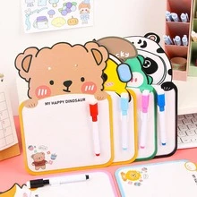 1pc Cartoon Design White Board, Cute Portable Mini Desktop Whiteboard For Kid Drawing, Preschool Education - Brown - View 2