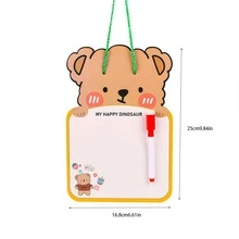 1pc Cartoon Design White Board, Cute Portable Mini Desktop Whiteboard For Kid Drawing, Preschool Education - Brown - View 5
