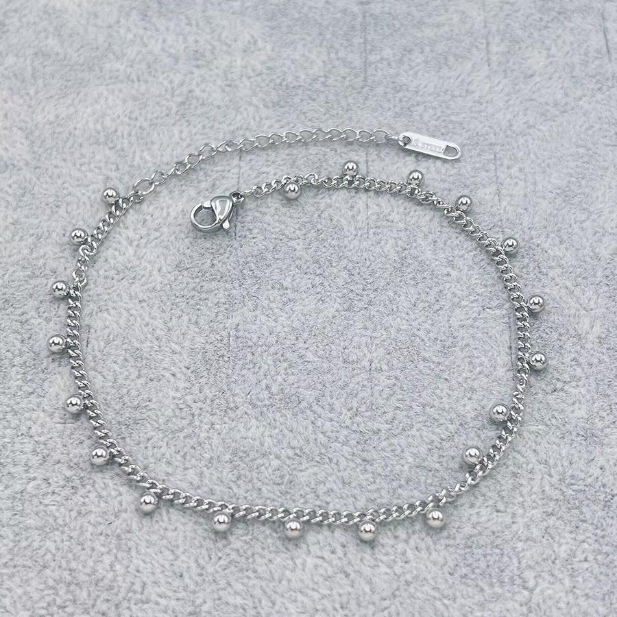 Pulsera tobillera con diseño de cuenta - Plateado - Ver 1