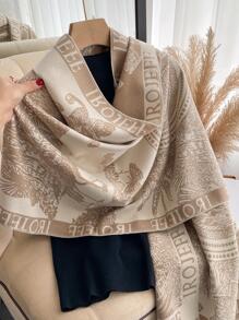 IROJEFF 1 件女士仿羊绒蝴蝶花卉印花围巾披肩，秋冬配饰女士 - 彩色 - 查看 2