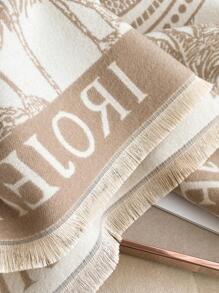 IROJEFF 1 件女士仿羊绒蝴蝶花卉印花围巾披肩，秋冬配饰女士 - 彩色 - 查看 4