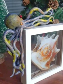 1pc Octopus Design Decoration Craft, Creative Door Corner Ornament, For Home Decor - Blue - View 3