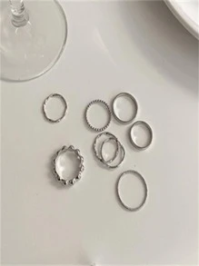 8 cái/bộ Nhẫn tối giản - Bạc - Xem 6