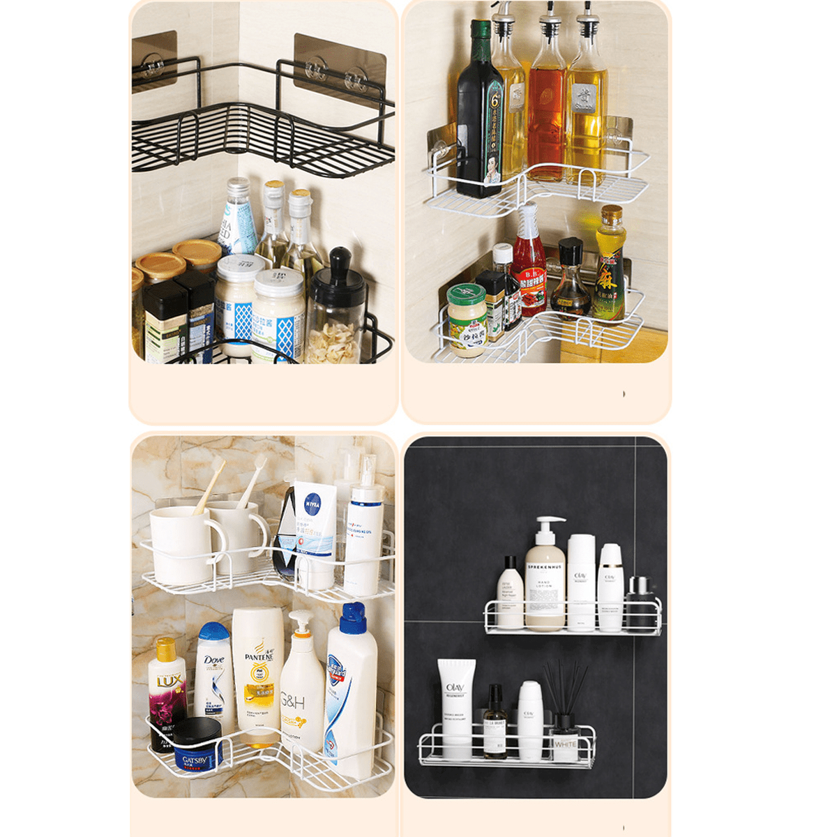 1pc Iron Kitchen Rack, Daily Black Wall Mounted Kitchen Rack For Home