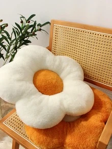 1pc Flower Shaped Cushion, Modern Polyester Sofa Cushion For Home - White - View 5