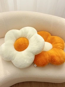 1pc Flower Shaped Cushion, Modern Polyester Sofa Cushion For Home - White - View 3