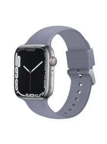 1入組中性T型薄素色矽膠錶帶適用於Apple Watch帶38mm40mm41mm45mm44MM42mm49mm,柔軟舒服透氣腕帶替換錶帶,兼容Apple Watch Ultra系列SE/8/7/6/5/4/3/2/1智能手錶配件 - 灰色 - 查看 1