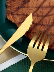 4/16/24pcs Stainless Steel Knife Fork Spoon Tableware Set, Portuguese Western Dining Cutlery Set, Suitable For Restaurant, Wedding - Black - View 6