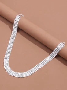 Rhinestone trang trí vòng cổ - Bạc - Xem 4