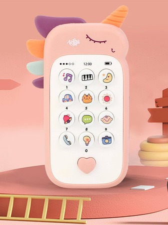 1台卡通電話模擬睡眠早期教育拼圖玩具帶繩,隨機顏色