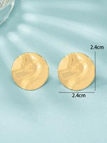 圓形耳釘 - 金黃色 - 查看 5