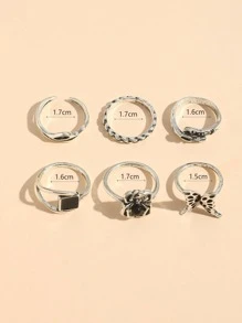 1 bộ nhẫn trang trí hình nhện và mặt trăng - Bạc - Xem 5