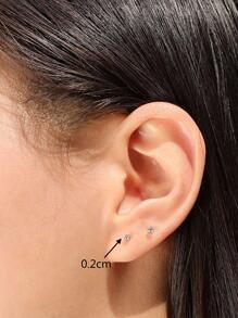 4pairs Women's Simple 2mm Cubic Zirconia Stainless Steel Stud Earrings For Tragus And Lobe