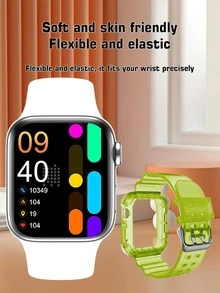 1pc White Silicone Strap Sporty Date Alarm World Time Square Dial Smart Watch With 1pc 2 In 1 Watchband & Case, Compatible With Androids iPhone - Multicolor - View 4