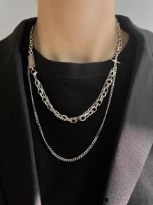 極簡多層項鏈 - 銀色 - 查看 1