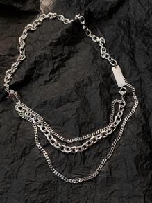 極簡多層項鏈 - 銀色 - 查看 2