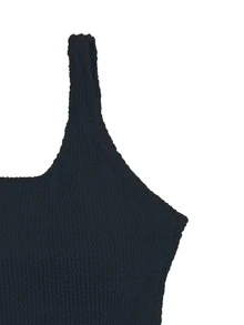 Costume da bagno intero monocolore con scollo a barca, adatto per le vacanze estive - nero - Visualizzare 5