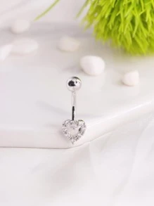 1 pieza Anillo de Ombligo con Forma de Corazón de Circonita Cúbica, Joyería de Piercing Corporal para el Día de San Valentín