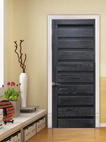 2 piezas de madera efecto Pegatinas para puertas Adhesivo Pegatina de pared - Negro - Ver 2